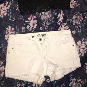 White Aztec stock print shorts